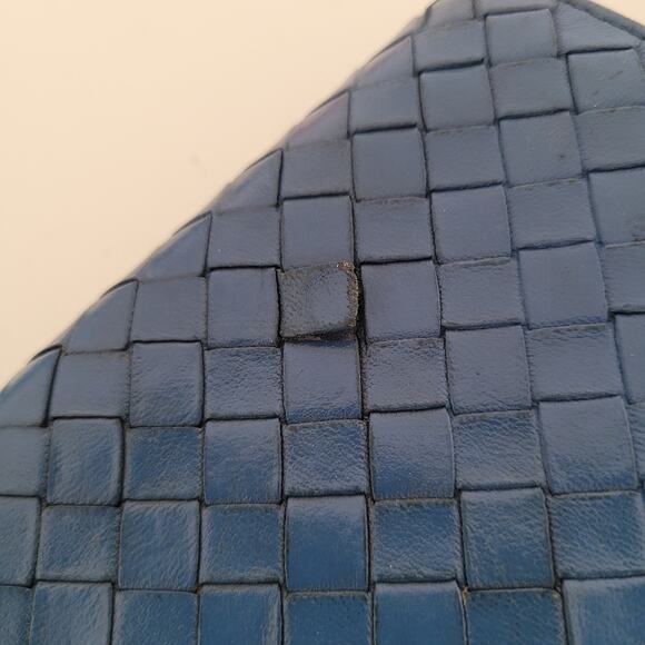 BOTTEGA VENETA Interatiato Woven Leather Bifold Wallet Medium Blue Unisex Soft - Picture 12 of 15